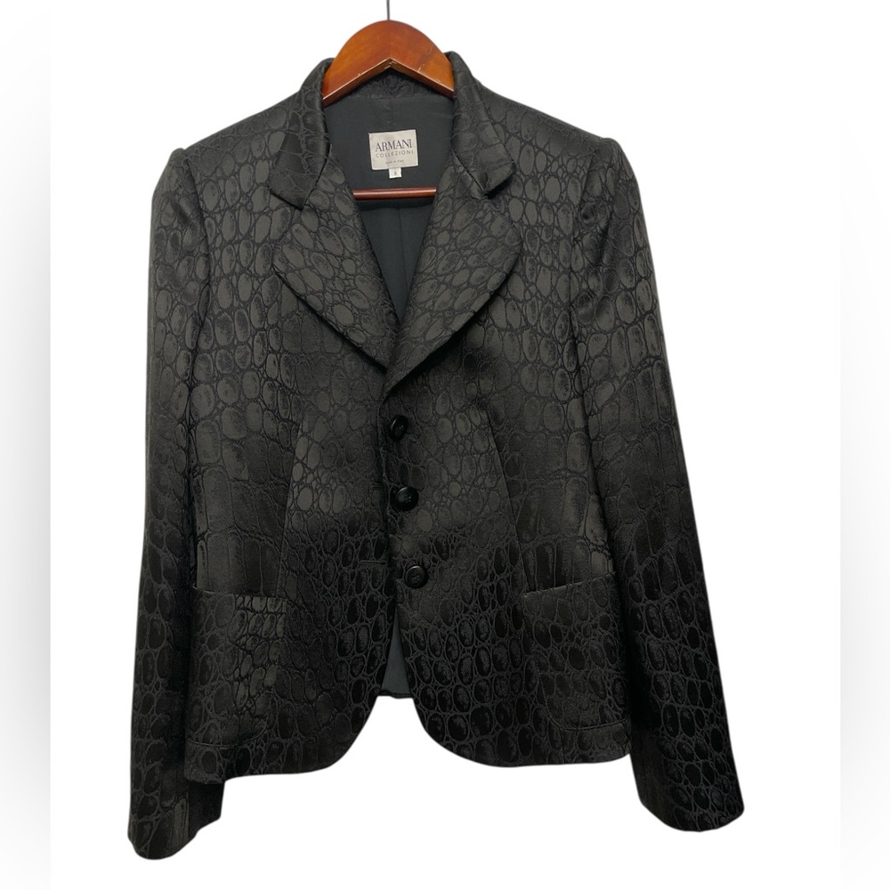 Armani Collezioni Antinea SRL Black Jacquard Blazer Made In Italy - Picture 4 of 12